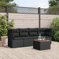 Festnight Gartensofa Rattan Sofa mit Stauraum Balkon Sofa 4 Sitzer Lounge Sofa Outdoor Rattansofa 3er Balkon Lounge Klein Balkonmöbel Couch Gartenlounge Gartenmöbel Polyrattan