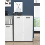 Forte "Keflav", weiß (weiß, uni wolfram grau), B:84,5cm H:115,1cm T:41,5cm, Spanplatte, Sideboards, Kommode, Breite 84,5 cm