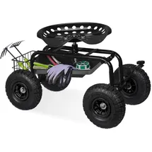 Relaxdays fahrbarer Gartensitz, mit Stauraum, schwarz