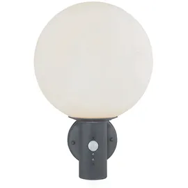 GLOBO Außenleuchte Wandleuchte Bewegungsmelder Gartenleuchte Edelstahl Fassadenleuchte, Glaskugel weiß anthrazit, App Steuerung, Smart RGB LED 10W 806Lm, DxH 25x37 cm