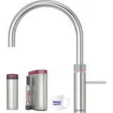 Quooker Fusion Round Voll Edelstahl Wasserhahn & PRO3 & Sprudelwasser CUBE
