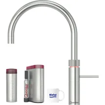 Quooker Fusion Round Voll Edelstahl Wasserhahn & PRO3 & Sprudelwasser CUBE