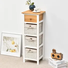 Mobili Rebecca Rebecca Mobili Badschrank Schubladenkommode 85 x 31 x 27 cm Weiß/Braun/Beige