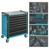 HAZET Werkstattwagen Assistent 179NXL, Sortiment 179NXL-7/382, 382-teilig, Schubladen, flach: 5× 81 x 696 x 398 mm, Schubladen, hoch: 2× 166 x 696 x 398 mm