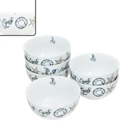 Neptun 6x Müslischale Ø14cm 400ml Porzellan 6 Pers Dessertschüssel maritim Anker