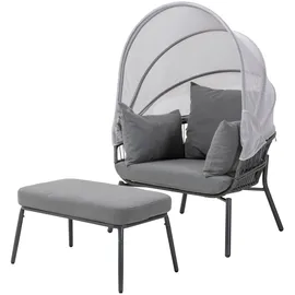 LECO Gartensessel mit Fußhocker Clara 102 x 102 x 108 cm grau 2 St.