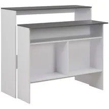 vidaXL Bartisch mit 2 Tischplatten Weiß und Grau 130 x 40 x 120 cm