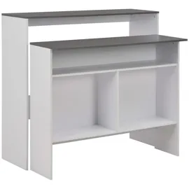 vidaXL Bartisch mit 2 Tischplatten Weiß und Grau 130 x 40 x 120 cm