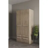 Priess Kleiderschrank PRIESS "Schrank Garderobe Wäscheschrank Barcelona in 5 Breiten", braun (struktureichefarben hell), B:94cm H:193cm T:54cm, Holzwerkstoff, Schränke, Kleiderschrank, viel Stauraum, geräumige Schubkästen, mit Spiegel, MADE IN GERMANY