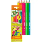 Jolly Superstick Neon Buntstifte Farbstifte | Kinderfest und Bruchsicher | Ungiftig | extra dicke Mine | 8 Stifte im Kartonetui