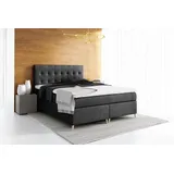 Elegante gepolsterte Doppelliege mit Aufbewahrung Komala schwarz 140 x 200 + Gratis-Topper - Schwarz