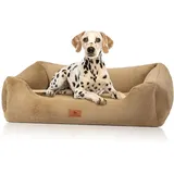 Knuffelwuff orthopädisches Hundebett aus kuschelig weichem Kaninchen Fellimitat Schnuffelupagus XXL 120 x 85cm Braun | Abnehmbarer Bezug | waschbar | für große, mittelgroße und kleine Hunde