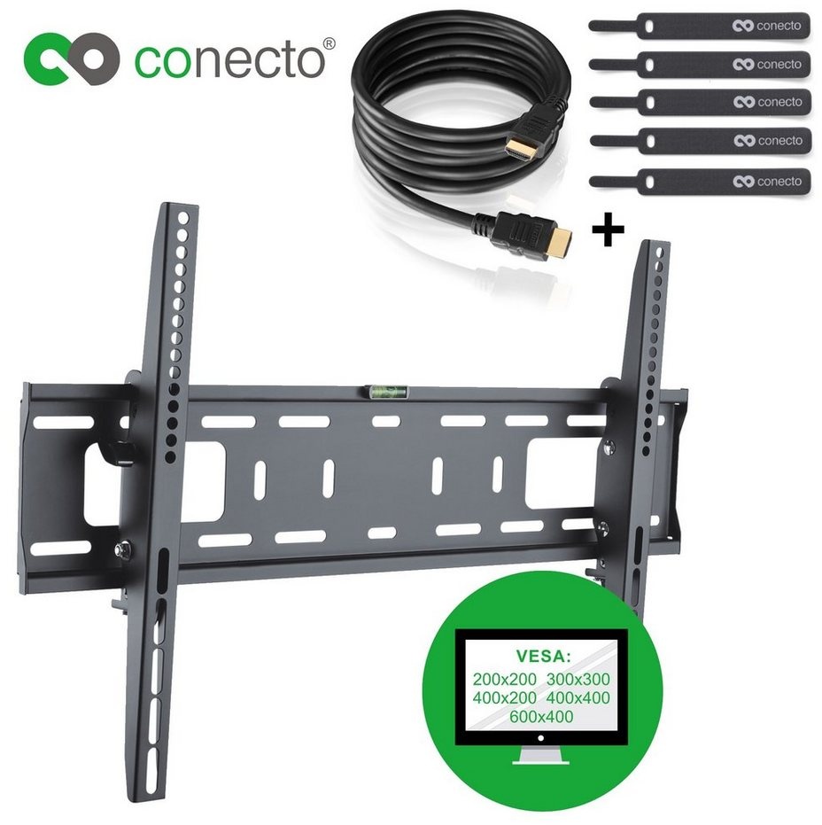 conecto TV Wandhalter für LCD LED Fernseher & Monitor TV-Wandhalterung, (bis 65 Zoll, neigbar) schwarz