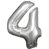 Amscan Folienballon Zahl 4 1 St. Silber