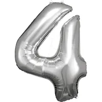 Amscan Folienballon Zahl 4 1 St. Silber