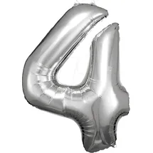 Amscan Folienballon Zahl 4 1 St. Silber