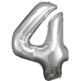 Amscan Folienballon Zahl 4 1 St. Silber