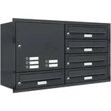 AL Briefkastensysteme 5er Premium Briefkasten Unterputz Anthrazit inkl. Zeitungsfach