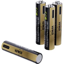 Verico LoopEnergy 4-Pack AAA PRO - Wiederaufladbare USB-C Batterie AA 1125mWh - Akku - Micro AAA