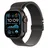 GPS + Cellular 49 mm Titangehäuse schwarz, Milanaise Armband schwarz M