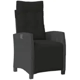 vidaXL Gartensessel mit Fußteil Verstellbar Schwarz Poly Rattan