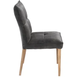 G + K Polsterstühle 2er Set KOLJA, Anthrazit Braun - Mikrofaserbezug - Holzbeine - 2er Set