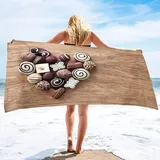 SUBURU Schokolade Strandtuch 80x160 cm, Weich Schnell Trocknen Microfaser Handtücher, 3D Strandhandtuch Schokolade Badetuch Strandlaken Handtuch, Herren Frauen Badetücher
