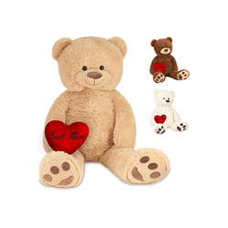 BRUBAKER Kuscheltier XXL Teddybär 100 cm groß mit Herz Best Mum (1-St), großer Teddy Bär, Stofftier Plüschtier beige