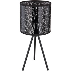 Design Schreib Tisch Leuchte Ess Zimmer Beistell Stoff Lampe Muster schwarz im Set inkl. LED Leuchtmittel