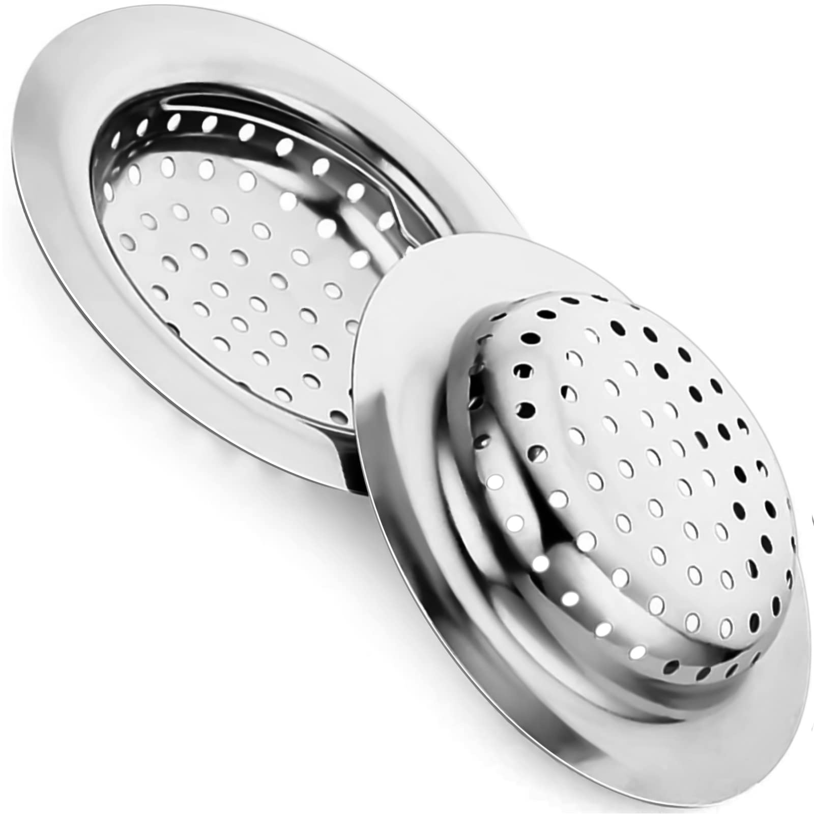 Abflusssieb, Ablauf Protectors Edelstahl-Korb Drain Filter 11 cm Spüle Displayschutzfolie mit Griff für Küche Dusche Badezimmer 2 PCS