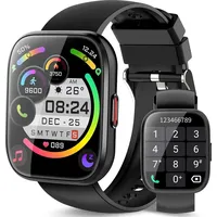 Smartwatch Herren Damen mit Telefonfunktion,Fitness Tracker Smartwatch,112 Sportmodi,Herzfrequenz Pulsmesser Schlafmonitor,IP68 Wasserdicht Sportuhr - Schwarz