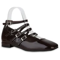 VAN HILL Riemchenballerinas in Dunkelbraun Lack