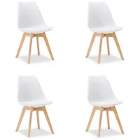 Homestyle4u Küchenstuhl Holz gepolstert Weiß 4er Set