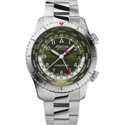 Alpina Startimer Collection Pilot Quartz Worldtimer AL-255GR4S26B Sonderangebot - grün,silber - 41mm