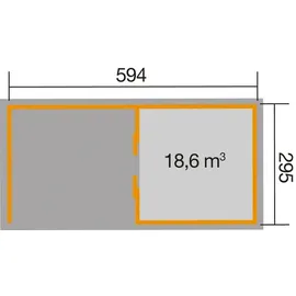 Weka Schiebetürhaus 225 A 5,9 x 2,99 m natur inkl. Anbaudach