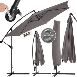 Tectake Ampelschirm Ø 350 cm grau inkl. Schutzhülle