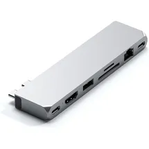 Satechi 8-in-1 Dual USB-C Pro Max USB4 Hub mit 40 Gbit/s, 96 W PD, Ethernet, HDMI 4K@60Hz, USB-C/USB-A 5 Gbit/s, SD/microSD und Audioanschluss für MacBook Air/Pro/Neo M5 M4 und mehr – Silber