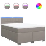 vidaXL Boxspringbett mit Matratze Taupe 140x200 cm Stoff