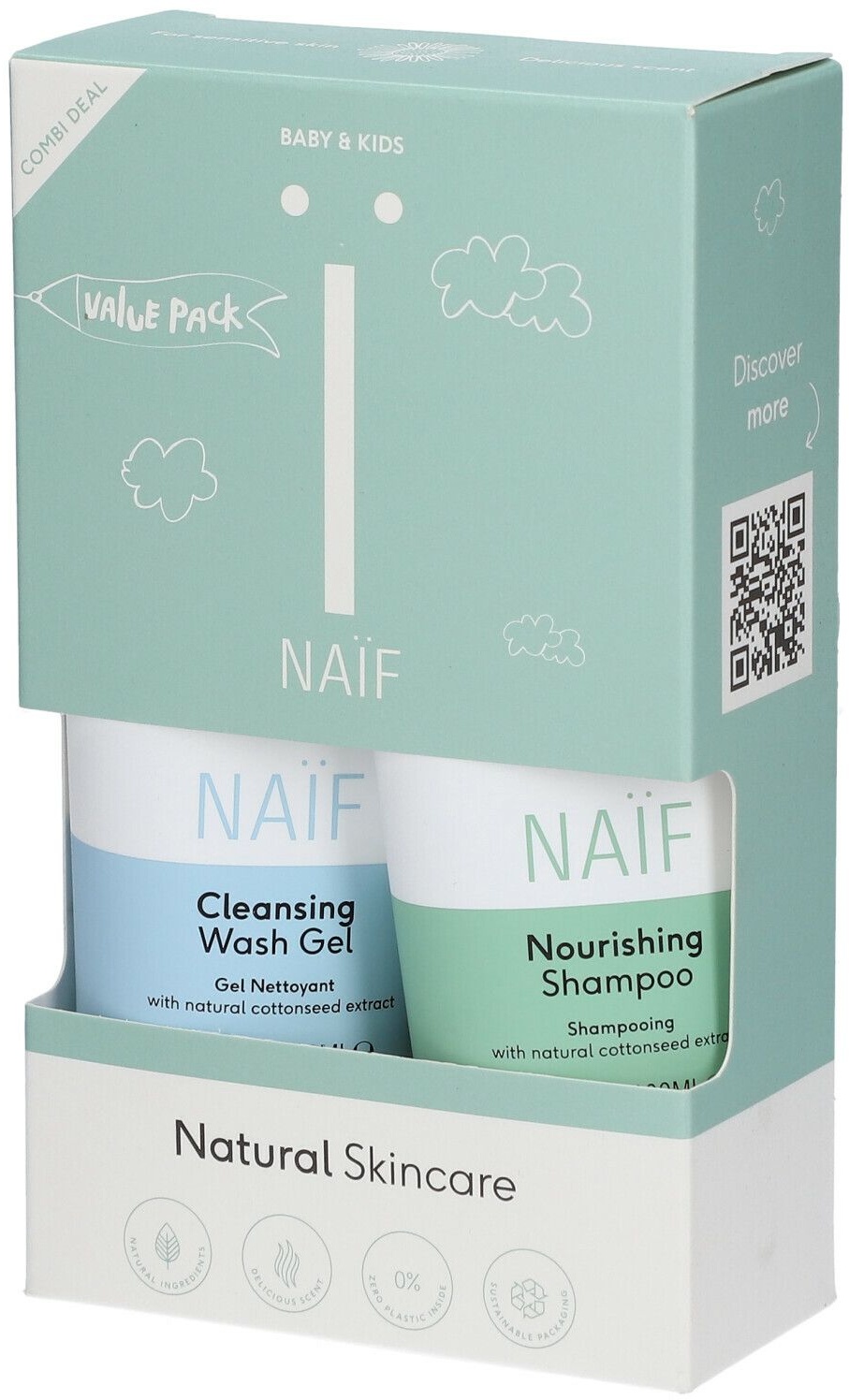 NAIF Shampoing et Gel douche pour bébé et enfants - pack économique 1 pc(s) emballage(s) combi