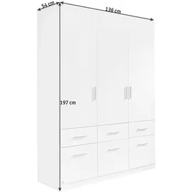 Rauch BLUE Kleiderschrank Celle 136 x 197 cm Dekor Weiß