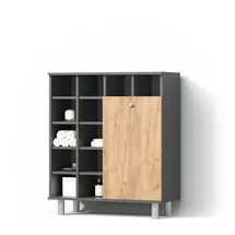 livinity® Fucino Wäscheschrank 78,4 x 91,6 cm Anthrazit/Goldkraft Eiche