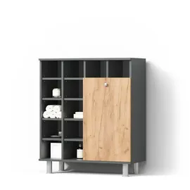 livinity® Fucino Wäscheschrank 78,4 x 91,6 cm Anthrazit/Goldkraft Eiche