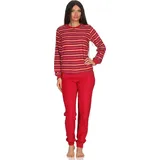 RELAX by Normann Kuscheliger Frottee Pyjama für Damen mit Bündchen und geringelten Oberteil - 291 13 772, ; 40