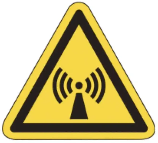 Warnschild als Symbol Warnung vor nicht ioisierender elektromagnetischer Strahlung nach ISO 7010