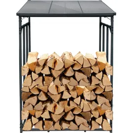 toboli Kaminholzregal Metall 133 x 83 x 185 cm für Outdoor Schwarz