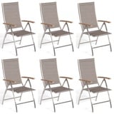 SonnenPartner 6x Klappsessel Paragon Edelstahl/Textilen taupe Klapp-Sessel Klappstuhl