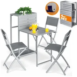 Sitzgruppe Garten 4-tlg Grau Metall klappbar