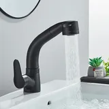 Waschtischarmatur Bad Ausziehbar Brause Wasserhahn Bad Waschbecken Mischbatterie,schwarz