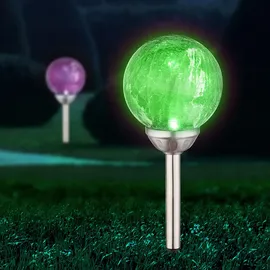 GLOBO 2er Set LED Solar Leuchten Steck Lampen Beleuchtungen Glas Kugel Außen Strahler Farbwechsel