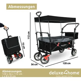 deluxe4home Bollerwagen mit Dach faltbar schwarz/grau